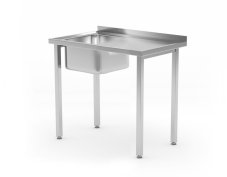 Dřezový stůl, šroubovaný, HENDI, Kitchen Line, umyvadlová mísa na levé straně, 800x600x(H)850mm