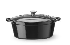 Litinový kastrol smaltovaný, HENDI, 6,88L, Černá, 405x255x(H)134mm