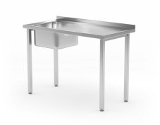 Dřezový stůl, šroubovaný, HENDI, Kitchen Line, dřez vlevo, 1000x600x(H)850mm