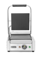 Kontaktní gril - single verze, HENDI, vroubkovaná horní, hladká spodní část, 230V/1800W, 310x375x(H)216mm