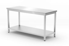 Centrální stůl s policí – přišroubovaný, hloubka 600 mm, HENDI, Profi Line, 1600x600x(H)850mm