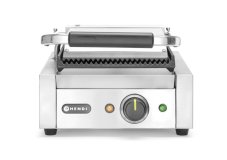Kontaktní gril - single verze, HENDI, horní i spodní část vroubkovaná, 230V/1800W, 310x375x(H)216mm