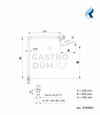 Rubinetterie rameno vysoké 700 mm
