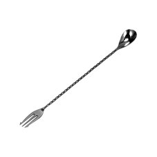 TOMGAST Lžička barmanská s vidličkou 30 cm, černá
