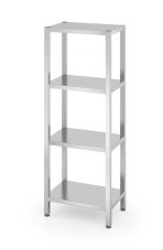 Skladový regál se 4 plnými policemi – šroubovaný, HENDI, Kitchen Line, 600x400x(H)1800mm