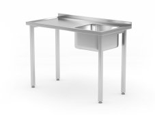 Dřezový stůl, šroubovaný, HENDI, Kitchen Line, umyvadlová mísa na pravé straně, 1000x600x(H)850mm
