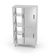 Průchozí skříňka s přepážkou a posuvnými dveřmi – přišroubovaná, HENDI, Kitchen Line, 800x500x(H)1800mm