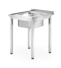 Dřezový stůl – přišroubovaný, hloubka 600 mm, HENDI, Profi Line, Dřez s umyvadlem uprostřed, 600x600x(H)850mm