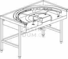 KROMO stůl rohový 180° mechanizovaný 850 x 1500 x 850 mm