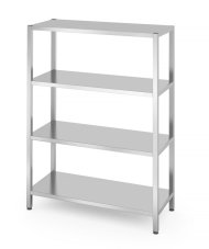 Skladový regál se 4 plnými policemi – přišroubovaný, HENDI, Kitchen Line, 1200x500x(H)1800mm
