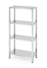 Skladový regál se 4 plnými policemi – přišroubovaný, HENDI, Kitchen Line, 800x400x(H)1800mm
